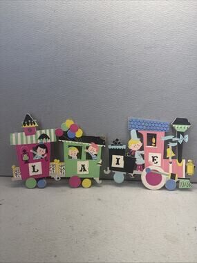 Vtg Dolly Toy Co Train Nursery Wall Decor Hanging Pressboard Mid Century 1950s